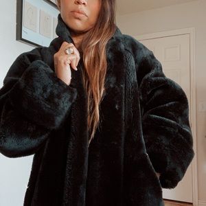 Monterey Fashions Vintage Black Faux Fur coat